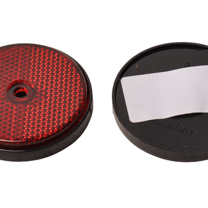 Cantonal Catadioptre rouge 60 mm trous de vis ronds - 2 piecés