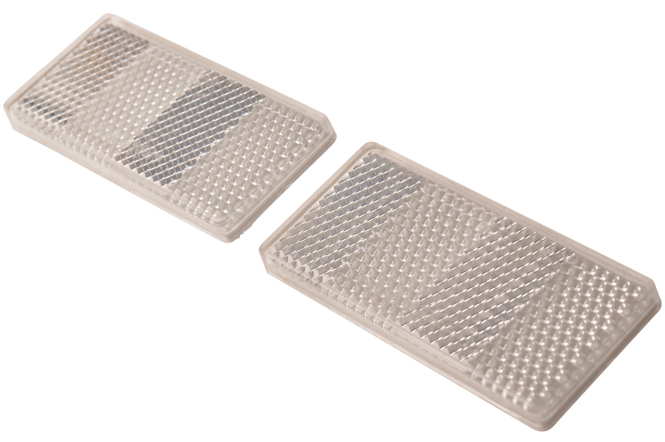 Cantonal Catadioptres blancs 70x30 mm autocollants - Ensemble de 2 pièces