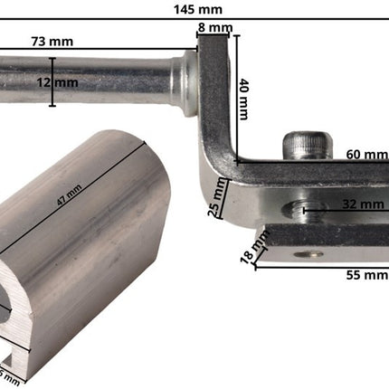 Cantonal Charnière de paroi latérale - avec blocage de sécurité - complète