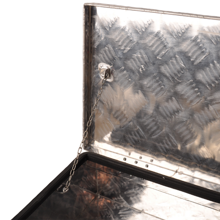 Cantonal Coffre de timon en aluminium 1200x380x195 mm - 2,5 mm Épaisseur de paroi - idéal pour les remorques plateau et les transporteurs de voitures - étanche et résistant à la poussière - avec fermeture à sangle
