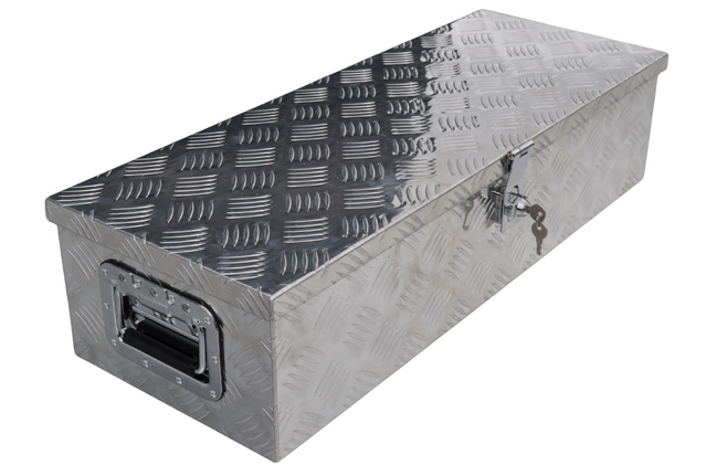 Cantonal Coffre de timon en tôle aluminium antidérapante 800x300x190 mm – fermeture papillon