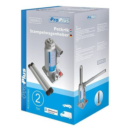 Cantonal Cric à bouteille - charge maximale 2 tonnes (2000 kg) - homologué TüV/GS