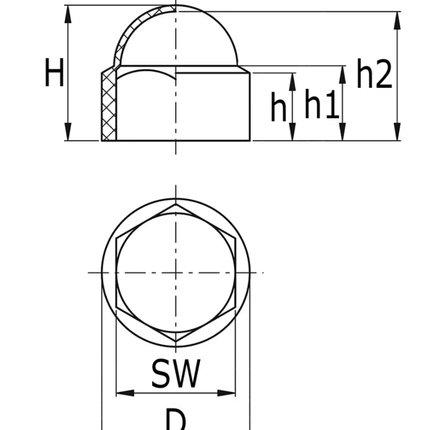 Cantonal Ecrou de couverture M16 - 10 pièce