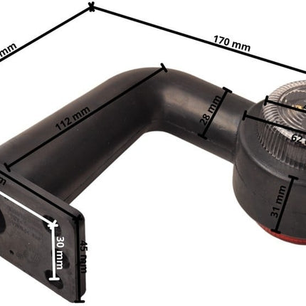 Cantonal feu de gabarit à LED angle droit rouge/blanc - droite