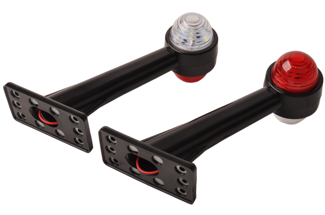 Cantonal Feu de gabarit de base rouge/blanc lumière de 19 cm de long en angle oblique - 2 pièces - gauche et droite