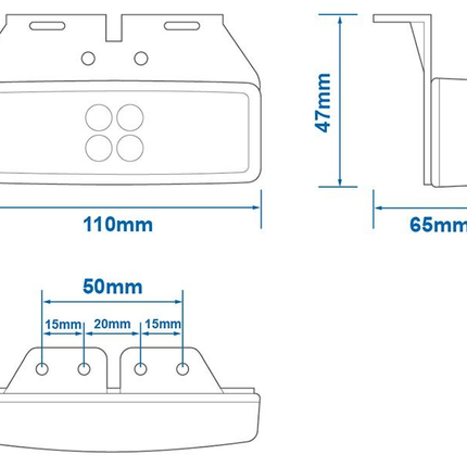 Cantonal Feu de gabarit latéral - feu de gabarit orange/jaune - connexion de câble détachée - LED