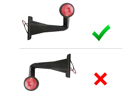 Cantonal Feu de gabarit rouge/blanc - 45 degrés - LED - 12/24 Volt