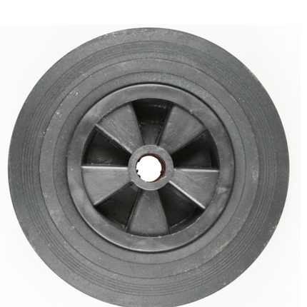 Cantonal Galet avec jante simple en plastique avec roue en caoutchouc solide 200 x 50. S'adapte aux roue jockey avec tube de 48 mm de diamètre.