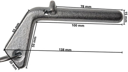 Cantonal Goupille de verrouillage de la benne - 15 mm - applicable à gauche et à droite