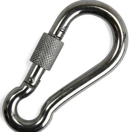 Cantonal Grand mousqueton en acier inoxydable avec fermeture à vis 120x11 mm- diamètre de l'œillet 17 mm