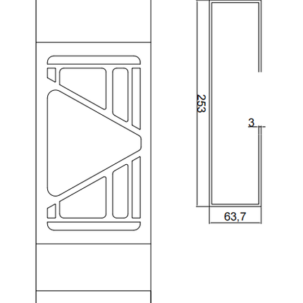 Cantonal Grille de protection Multiled 4 - 253x141x63,7 mm - avec triangle libre - matériau en acier inoxydable