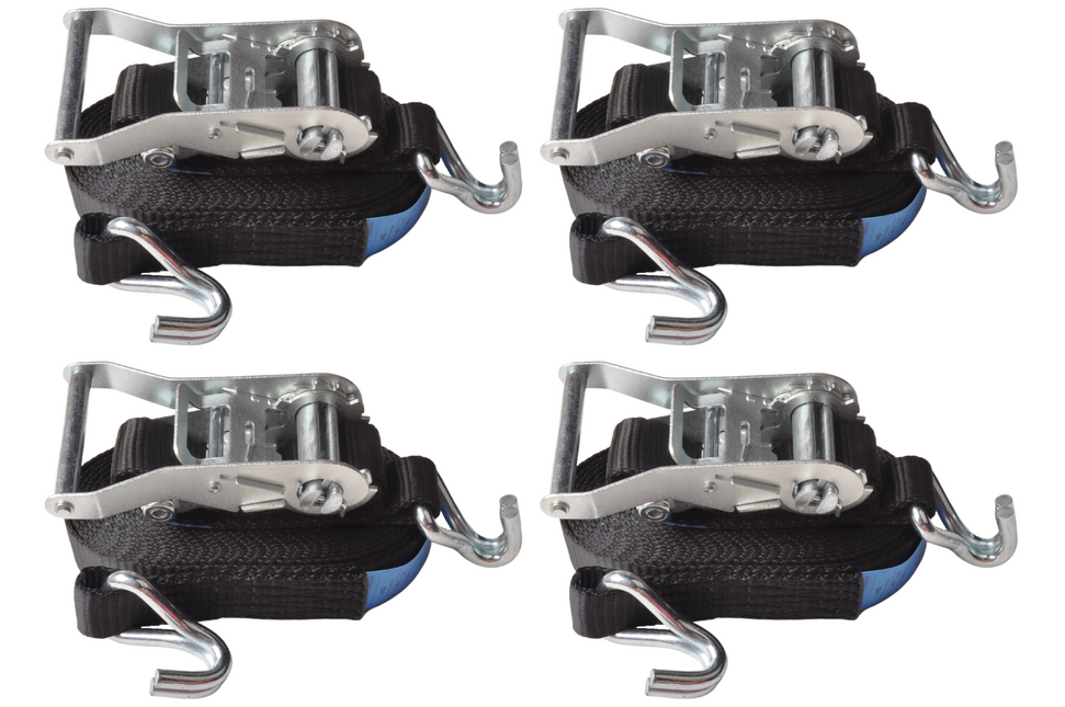 Cantonal Jeu de 4 Sangles d'arrimage 600x3,5 cm - noir - charge de rupture 3000 kg