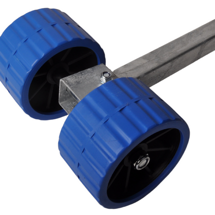 Cantonal Jeu de roulettes de cale réglable en hauteur bleu - 30x30x300 mm - galvanisé