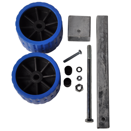 Cantonal Jeu de roulettes de cale réglable en hauteur bleu - 30x30x300 mm - galvanisé