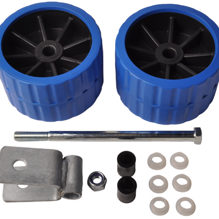 Cantonal Jeu de roulettes en plastique - bleu - 74x120 mm sur bloc basculant 30 mm