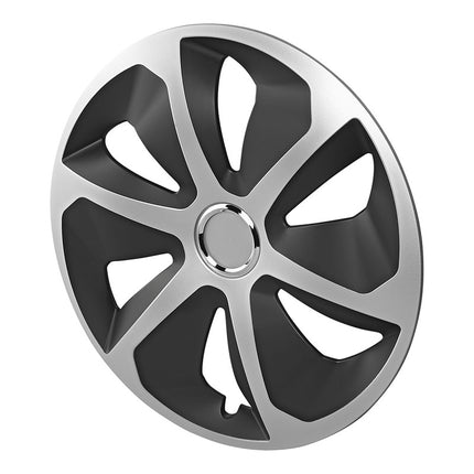 Cantonal Jeu d'enjoliveurs Roco 4 pièces pour jantes 13 pouces - argent/noir