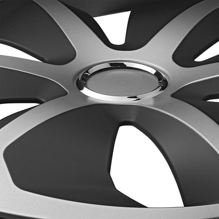 Cantonal Jeu d'enjoliveurs Roco 4 pièces pour jantes 13 pouces - argent/noir