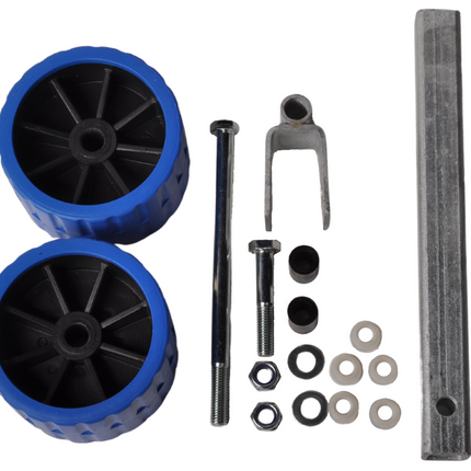 Cantonal Kit de roulettes de fond de cale synthétiques - bleu - incl. tuyau 30x30x300 mm