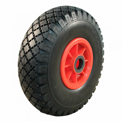 Cantonal Roue de diable - 3.00-4 - anti-fuite et jantes en plastique - charge max. 125 kg - diamètre trou d'axe/nombre de moyeux 25 mm - roulements à rouleaux inclus