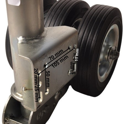 Cantonal Roue jockey pliable de 60 mm - Capacité de charge statique de 250 kg - 3 roues massive