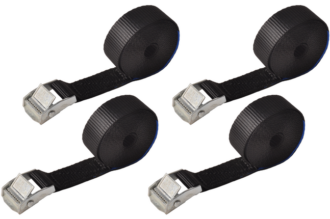 Cantonal Sangles d'arrimage noir 300x2,5 cm (250 kg) - Set de 4 pièces