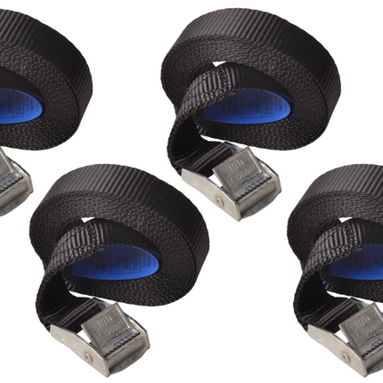 Cantonal Sangles d'arrimage noir 300x2,5 cm (250 kg) - Set de 4 pièces