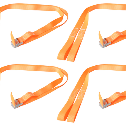Cantonal Sangles d'arrimage orange 195x2,5 cm (250 kg) 2 parties - Set de 4 pièces