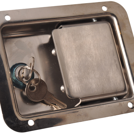 Cantonal Serrure encastrée en acier inoxydable poli - 140x108 mm - 2 clés incluses