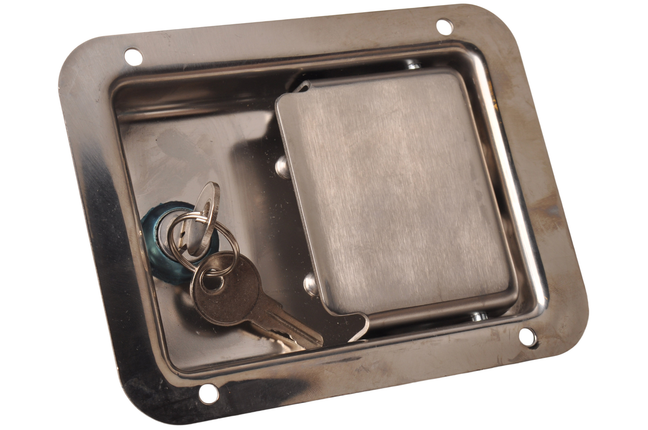 Cantonal Serrure encastrée en acier inoxydable poli - 140x108 mm - 2 clés incluses