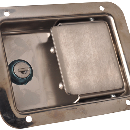 Cantonal Serrure encastrée en acier inoxydable poli - 140x108 mm - 2 clés incluses