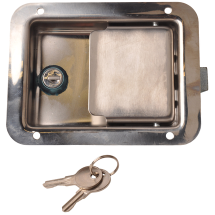 Cantonal Serrure encastrée en acier inoxydable poli - 140x108 mm - 2 clés incluses