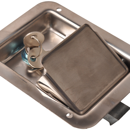 Cantonal Serrure encastrée en acier inoxydable poli - 140x108 mm - 2 clés incluses