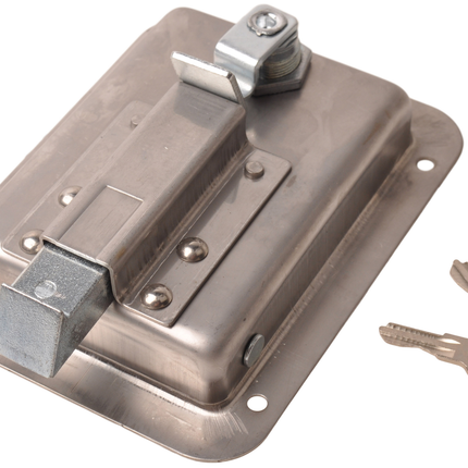 Cantonal Serrure encastrée en acier inoxydable poli - 140x108 mm - 2 clés incluses