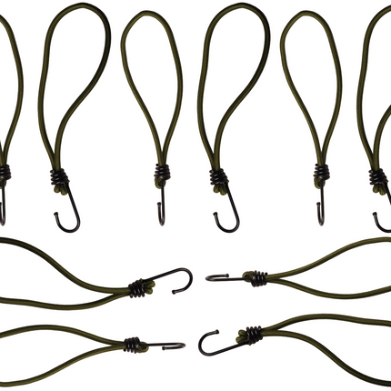 Cantonal Set de 10 élastiques de serrage avec crochet (vert foncé) 230 mm