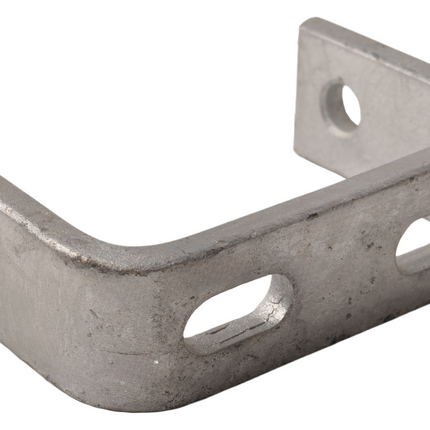 Cantonal Support de quille galvanisé Poutre en U - Longueur 120 mm - avec trous oblongs