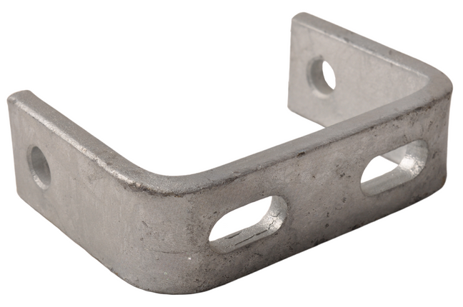 Cantonal Support de quille galvanisé Poutre en U - Longueur 120 mm - avec trous oblongs
