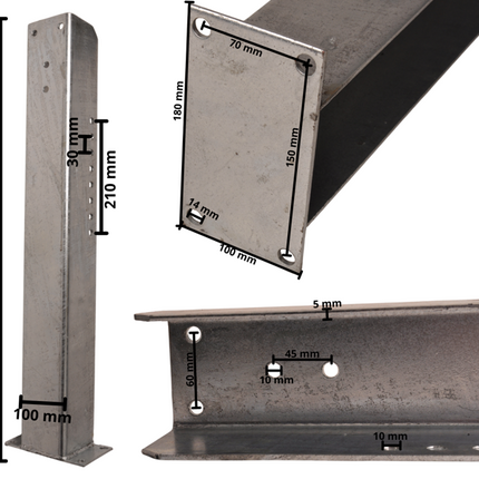 Cantonal Support de treuil Multi 800 mm horizontal/vertical