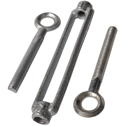 Cantonal Tendeur en acier galvanisé avec fil d'acier M8 - tourné vers l'extérieur 230 mm - tourné vers l'intérieur 150 mm