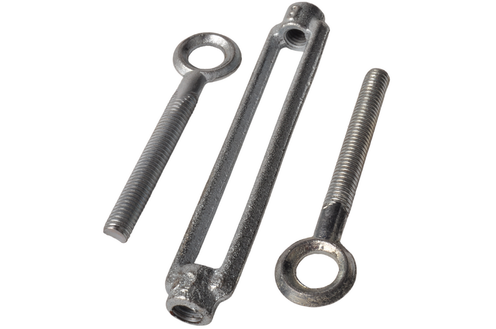 Cantonal Tendeur en acier galvanisé avec fil d'acier M8 - tourné vers l'extérieur 230 mm - tourné vers l'intérieur 150 mm