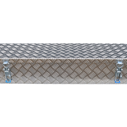 De Haan DE HAAN BOX HE - 1200x380x190 mm - boîte à timon en tôle d'aluminium à damier, étanche à l'eau et à la poussière - équipée de grenouillères remorques