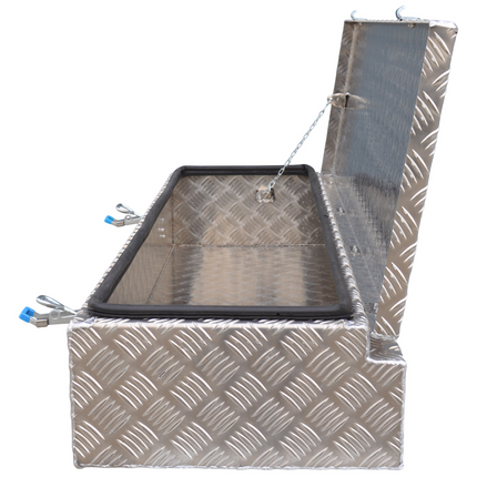 De Haan DE HAAN BOX HE - 1200x380x190 mm - boîte à timon en tôle d'aluminium à damier, étanche à l'eau et à la poussière - équipée de grenouillères remorques