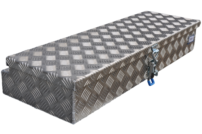 De Haan De Haan Box HM - 900x320x150 mm - boîte à timon en tôle striée en aluminium, étanche à l'eau et à la poussière - avec grenouillère remorque