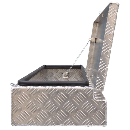 De Haan De Haan Box HM - 900x320x150 mm - boîte à timon en tôle striée en aluminium, étanche à l'eau et à la poussière - avec grenouillère remorque