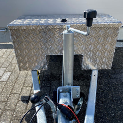 De Haan DE HAAN BOX IN - 800x350x400 mm - boîte à timon en aluminium à damier - équipé d'une serrure papillon