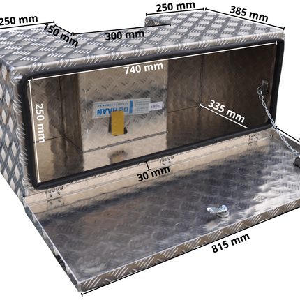 De Haan DE HAAN BOX IN - 800x350x400 mm - boîte à timon en aluminium à damier - équipé d'une serrure papillon