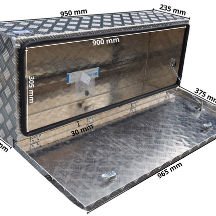 De Haan DE HAAN BOX WXV - 950x400x250 mm - boîte à timon d'aluminium striée étanche à l'eau et à la poussière - avec serrures Butterfly