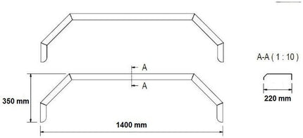 De Haan Garde boue aluminium Tandem 5 côtés 1400x220x350 mm