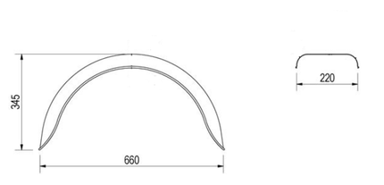 De Haan Garde boue Métal 660x220x345 mm - circonférence 1065 mm - adapté pour remorque de bateau