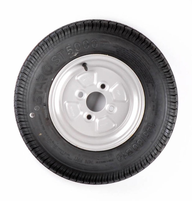 Kargotrail Roue complète 10 pouces- 145/80R10(145R10) Pneu + Jantes - Opel Diamètre de trou : 4x100 - 375 kg - 4PR - Diamètre moyeu: 60 mm
