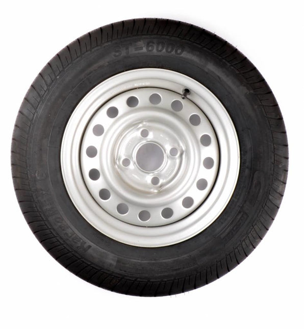 Kargotrail Roue complète 155R13 pneu + jante (cercle de trous 4x100) 615 kg diamètre du moyeu: 57 mm